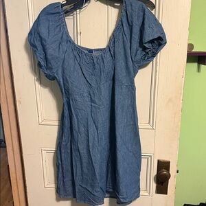 Blue Puff Sleeve Denim Top